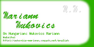 mariann wukovics business card